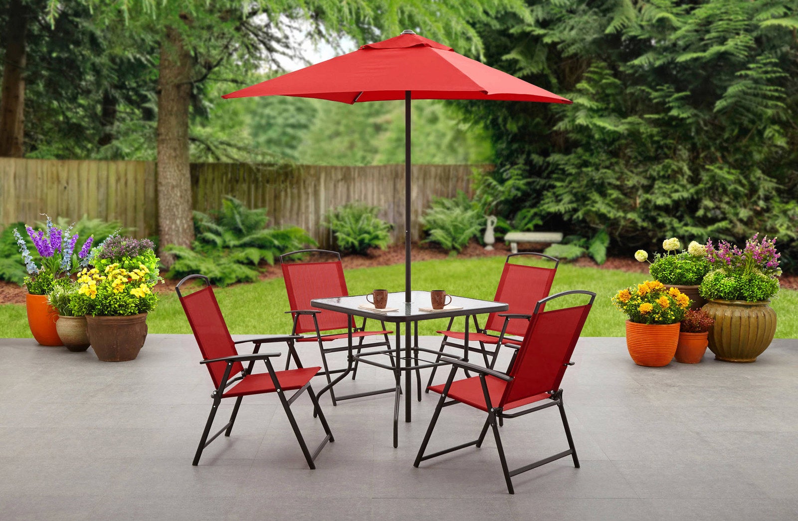 Promising review: "This is a very nice set. Fits perfectly on my small townhouse patio. I got the red and it looks pretty. The chairs are comfortable, and the table was easy to assemble." —JetCustomerPrice: $99 ($24.99 off the original price)