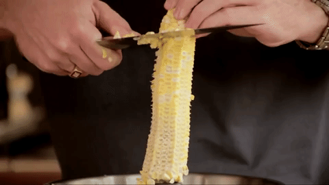 The hole keeps the corn in place while the pan catches all of the kernels.More: How To Cut Corn