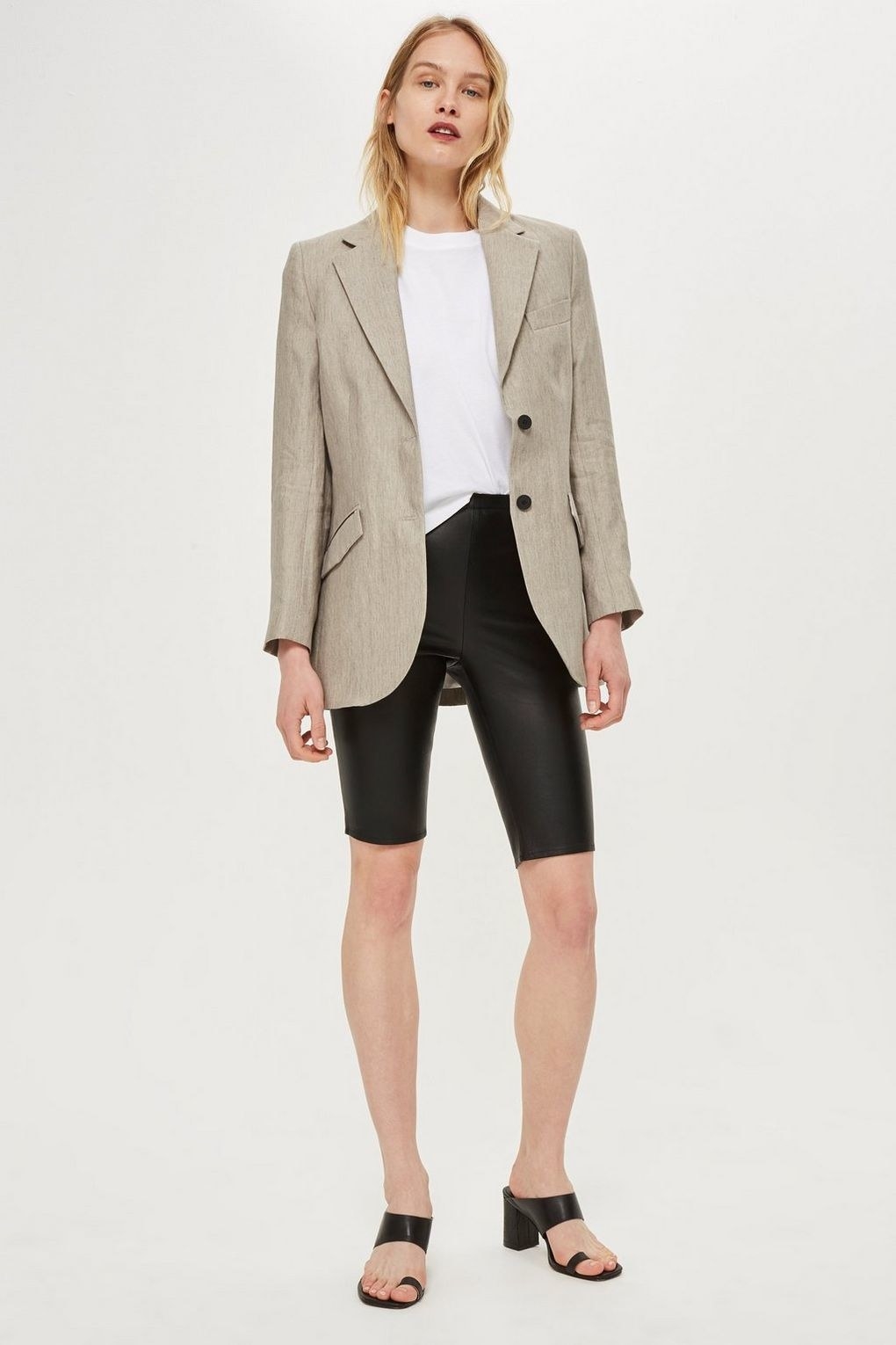 bike shorts and blazer trend