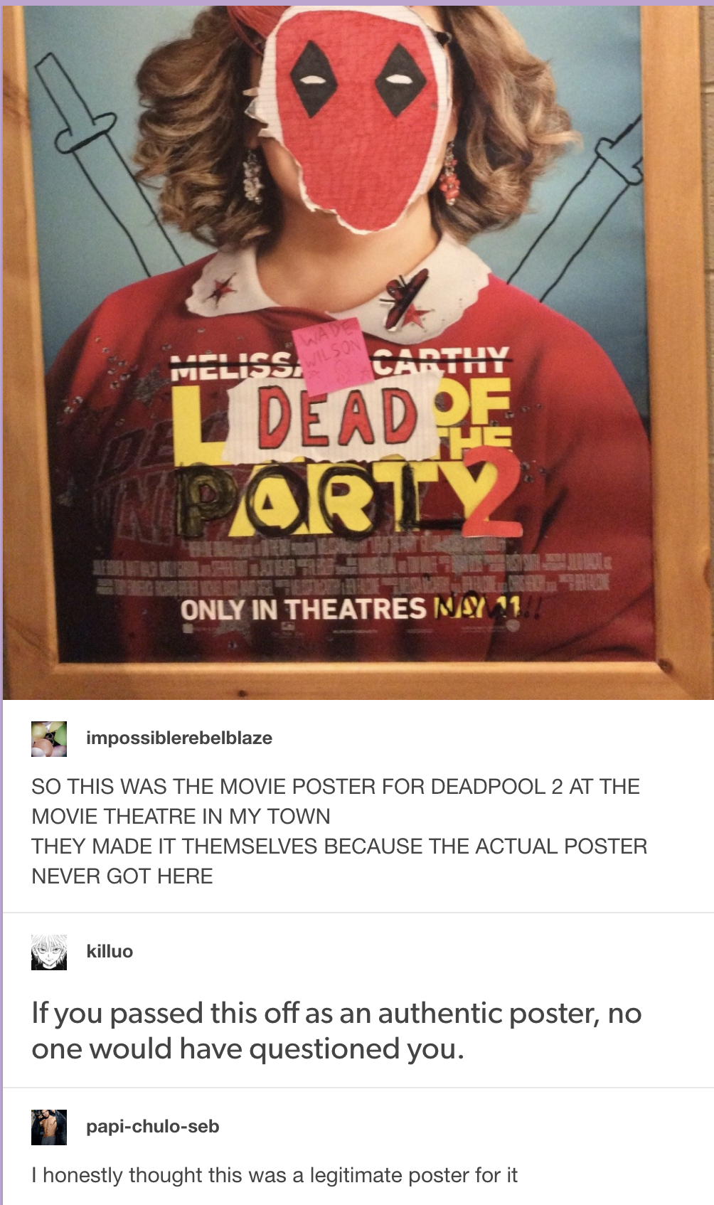 A Cinema Made Its Own Deadpool 2 Poster And Sorry Ryan Reynolds It S Better Than The Real One