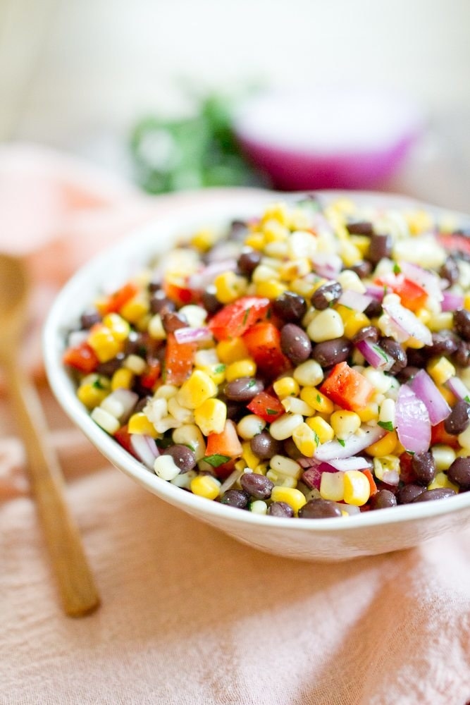 a bowl of beans and corn