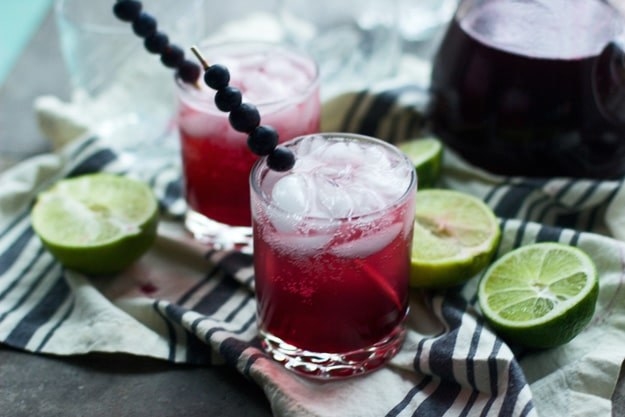 fizzy blueberry basil punch