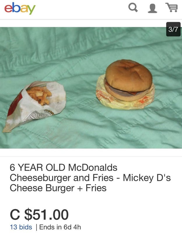 A Canadian Man Tried To Auction A Mcdonald S Meal That Was 6 Years Old But Ebay Removed It