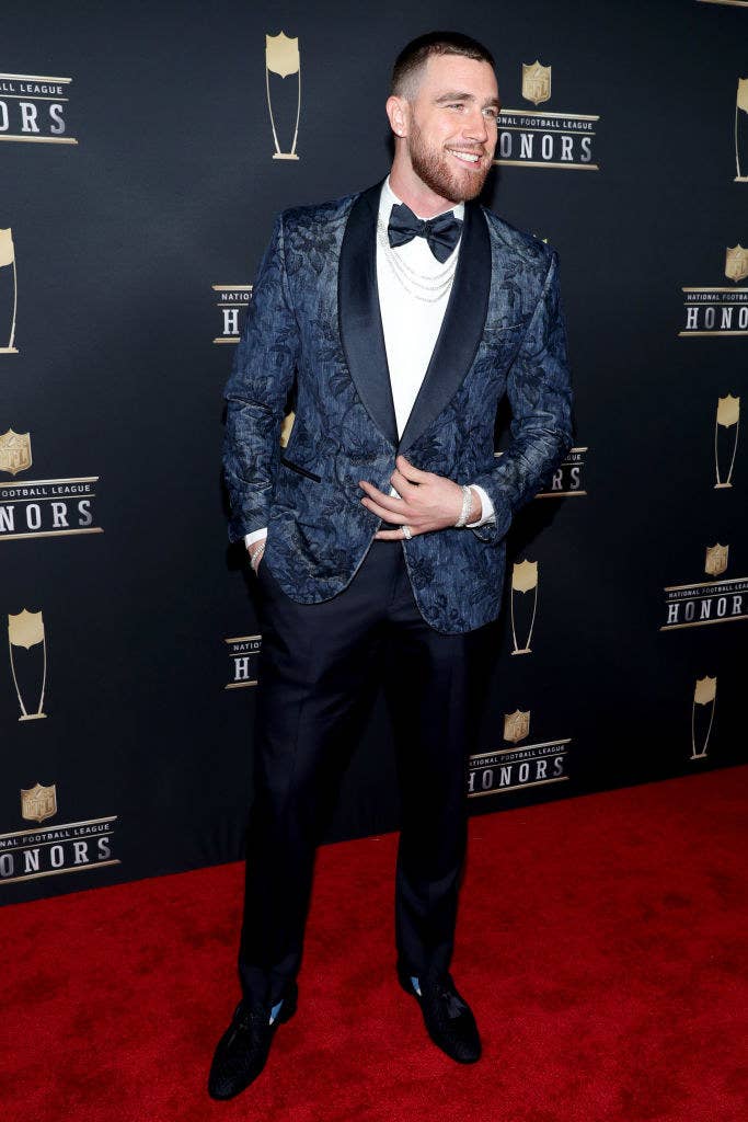Travis Kelce  Slim fit tuxedo, Mens suits, Prom men