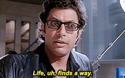They were spoken by Dr. Malcolm, AKA young Jeff Goldblum, of course.