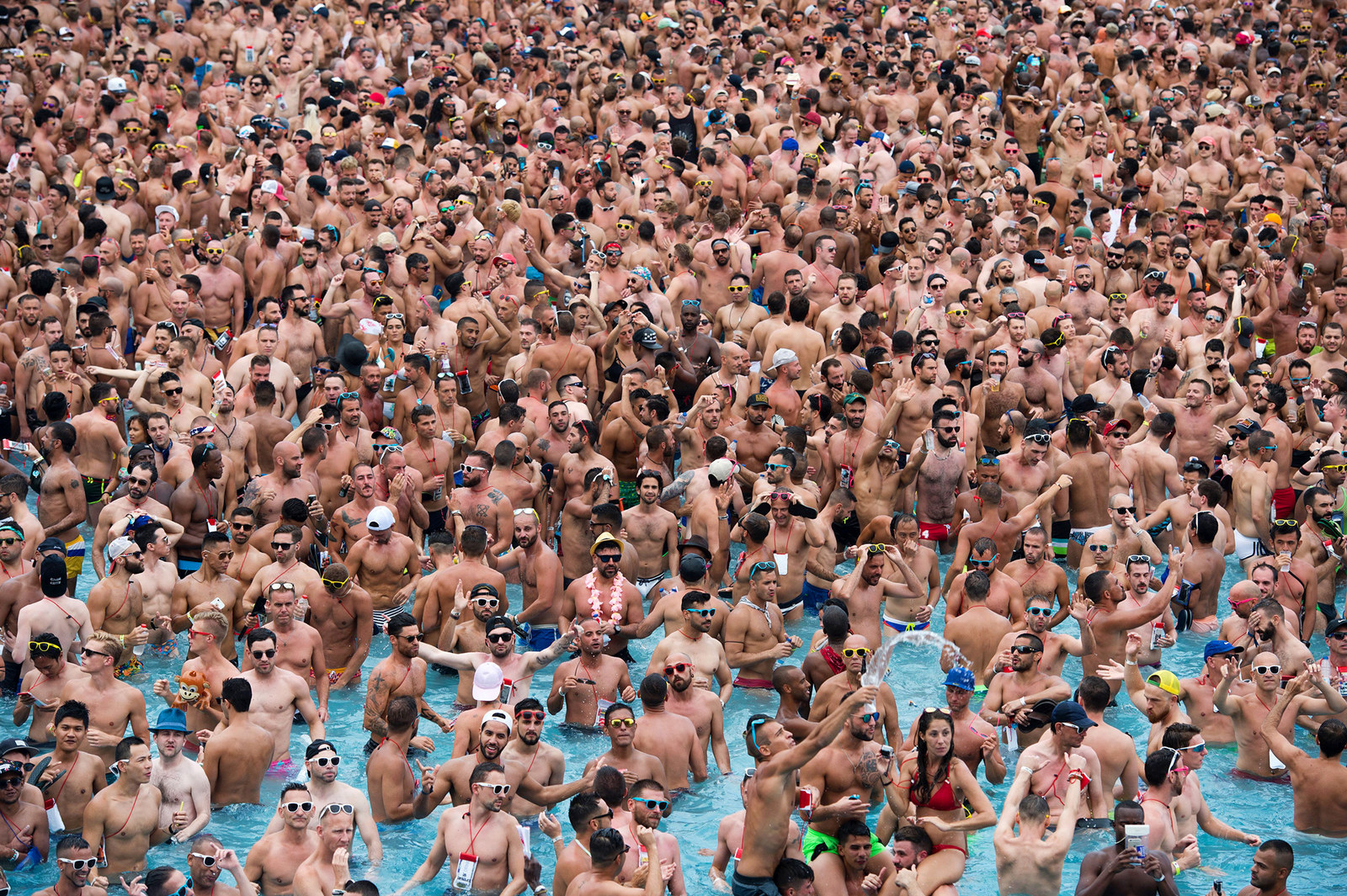 Revelers party in a swimming pool during the Circuit Festival's Water ...