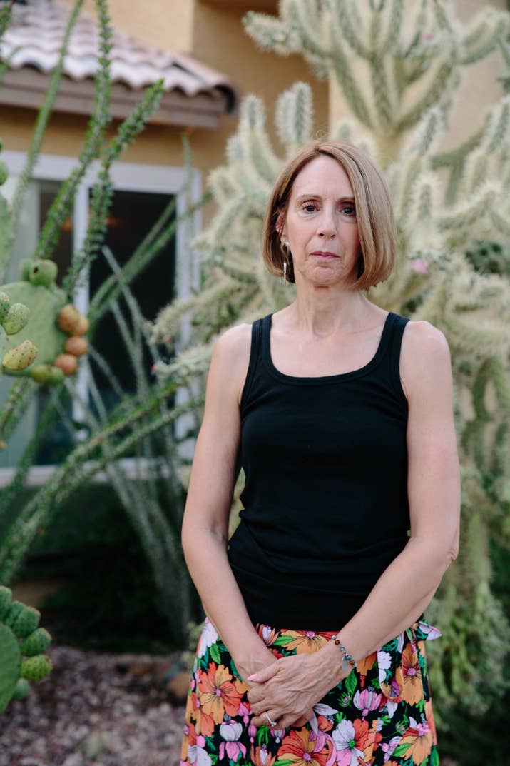 Cathy McIvor, sister and legal guardian of Maryann Stallone, outside her home in Arizona.