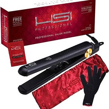 The straightener with pouch and heat protectant glove