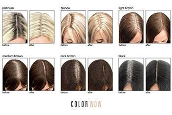 Six before/afters showing the color options, ranging from blonde to brunette