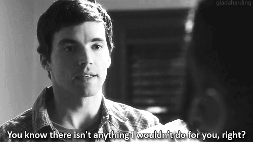 I know it's probably weird, but I still love Aria and Ezra from Pretty Little Liars. I know that the practicality of their relationship was nonexistent seeing that he was her teacher, but for some reason I just love their relationship. —alsagerk623