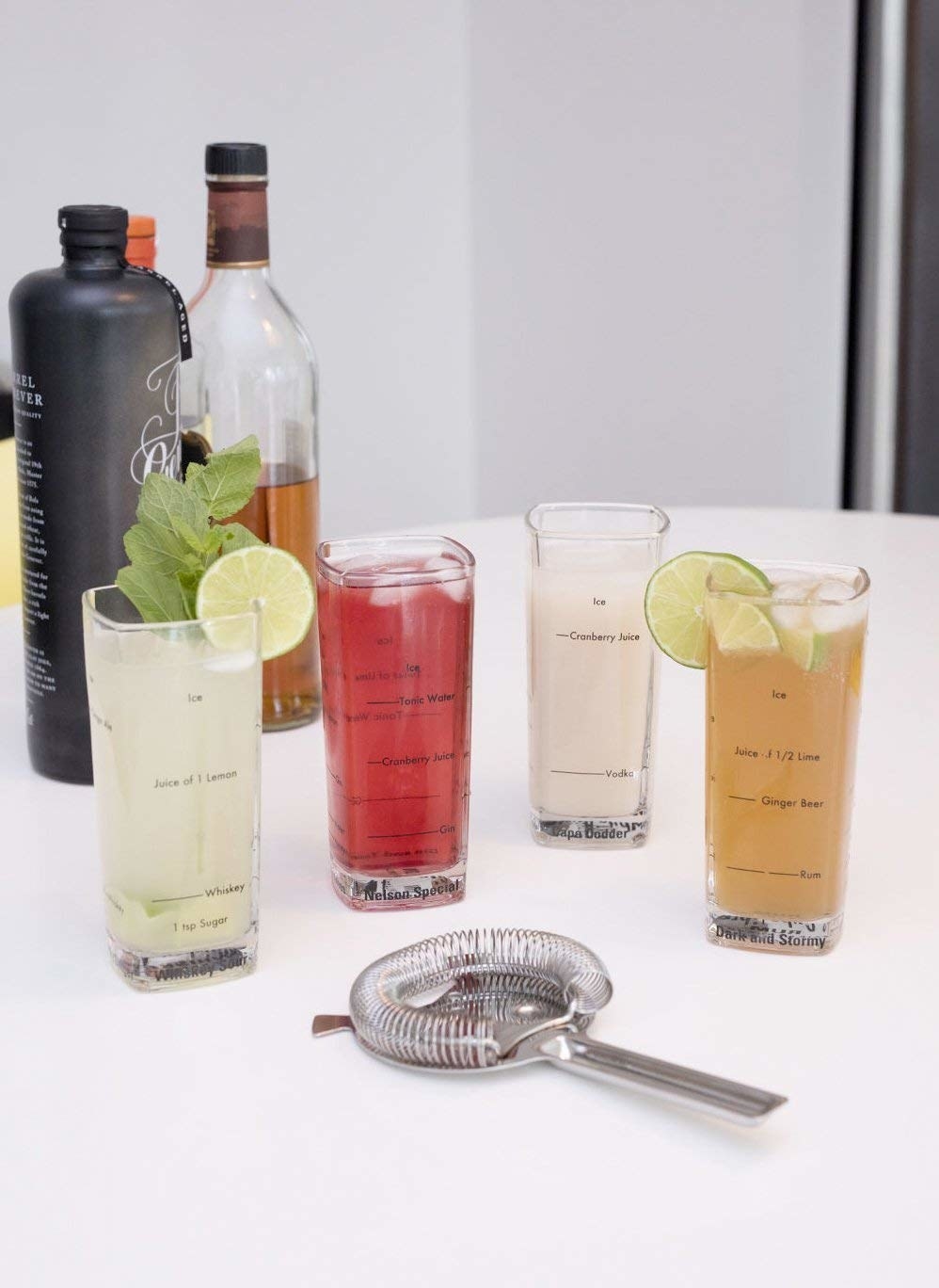 1 Muddler Kikkerland Mojito Cocktail Set Set of 2 Glasses Clear