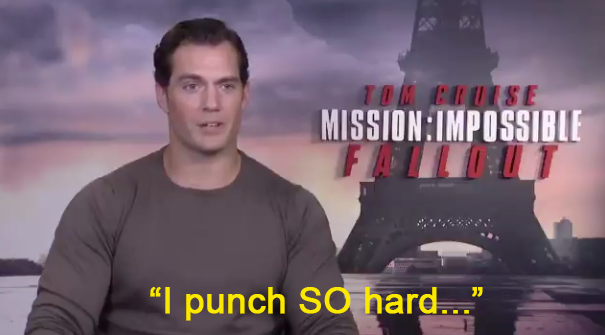 henry cavill saying &quot;i punch so hard...&quot; during an interview