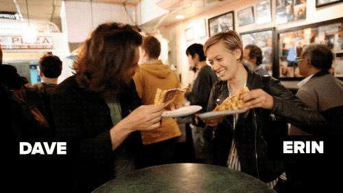 They're friends who live in New York. When it's 3 a.m. and the drunchies hit, all they want is a hot slice of pizza.