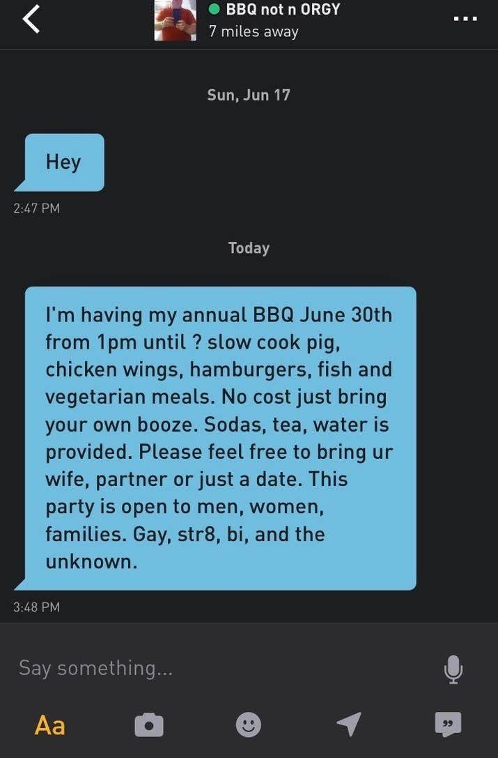 BBQ Not Orgy - Grindr