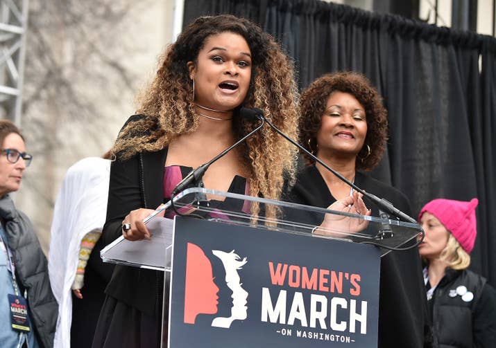 Raquel Willis speaks onstage at the Women&#x27;s March on Washington.