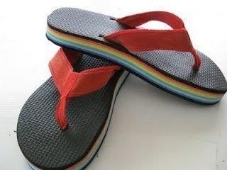 80s rainbow flip flops