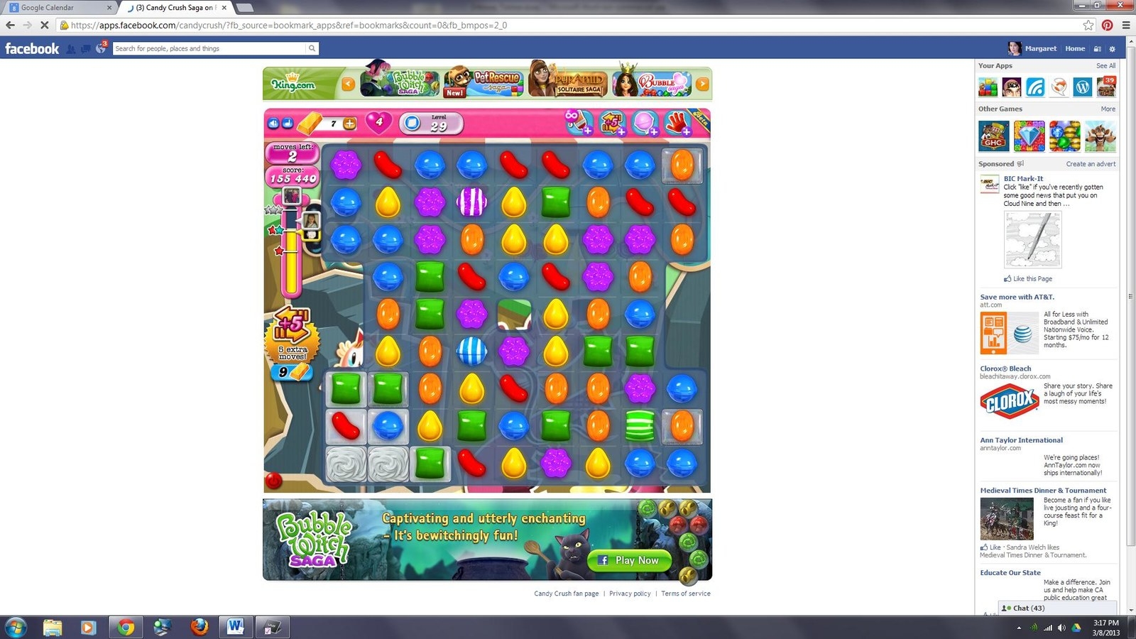 candy crush on the screen