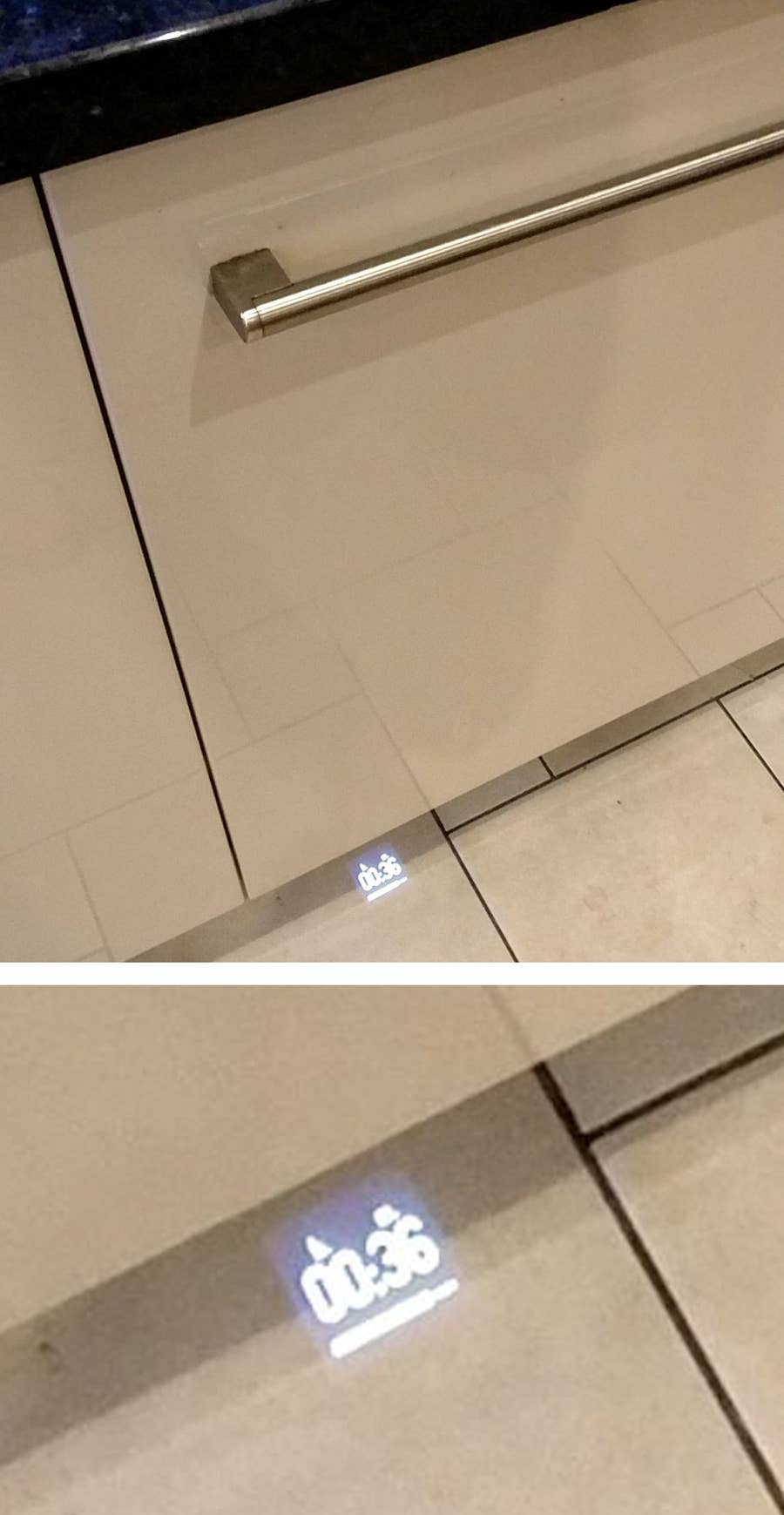 Dishwasher projects time on floor shop