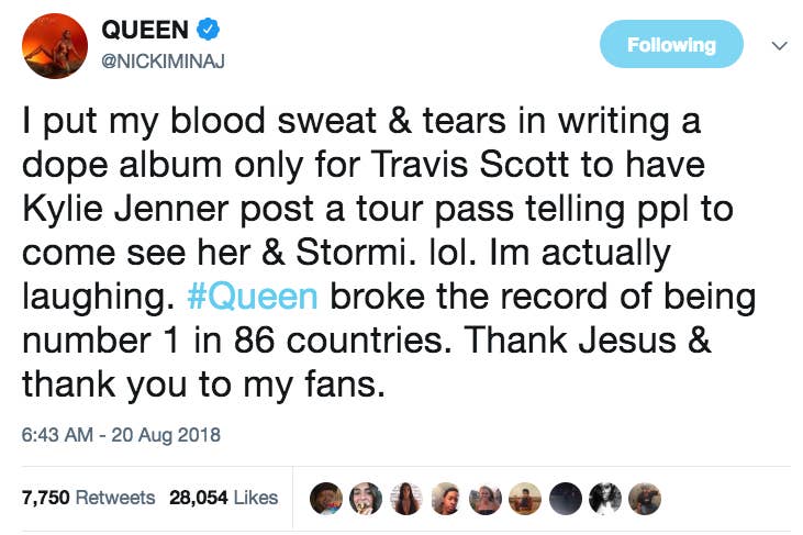 Nicki Minaj Is Blaming Kylie Jenner And Stormi For Her Album Not Making Number One