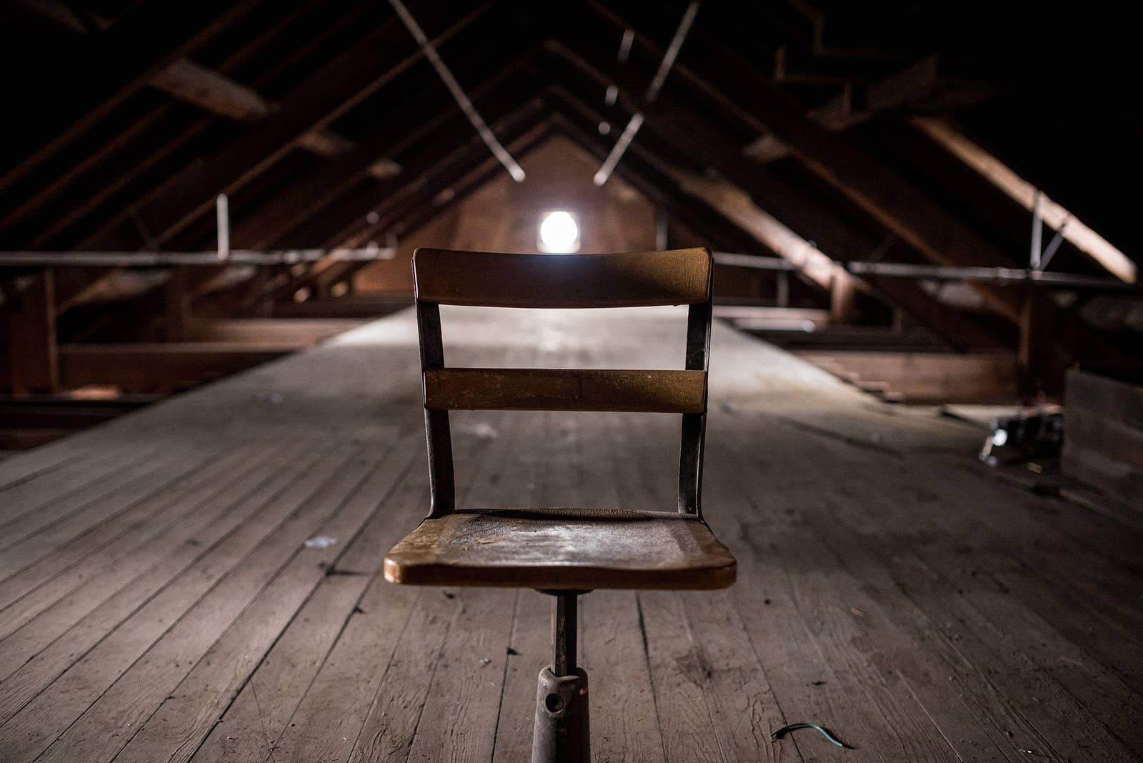 The loft above the attic of the now-closed St. Joseph’s Orphanage.