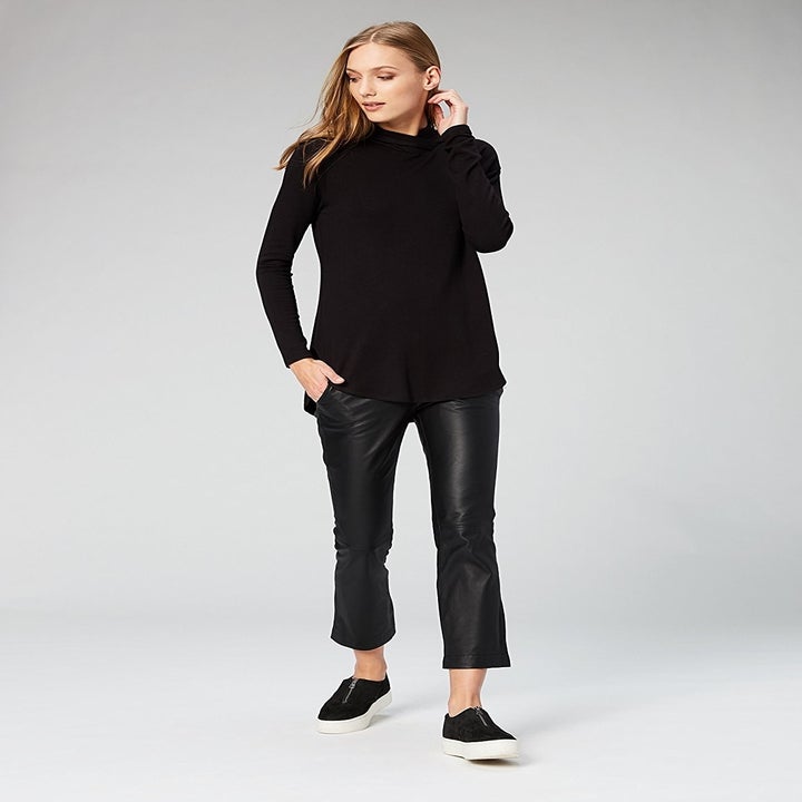 black top and bottom outfit