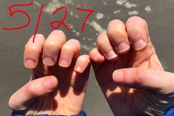 the same reviewer's nails longer and more even, with the date 5/27