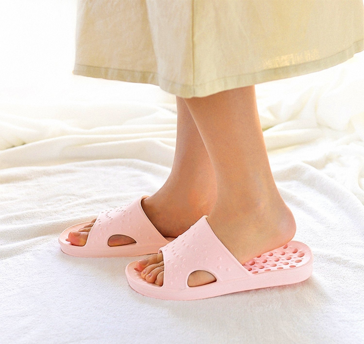 These slippers have drainage holes on the bottom.—Hallie B.Get them from Amazon for $7.99+ (available in women's sizes 5–11, men's sizes 4.5–10, and five colors). Or, check out another option.