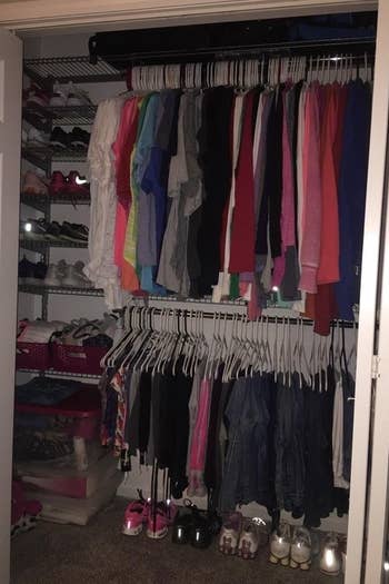 clothing organized on closet set 