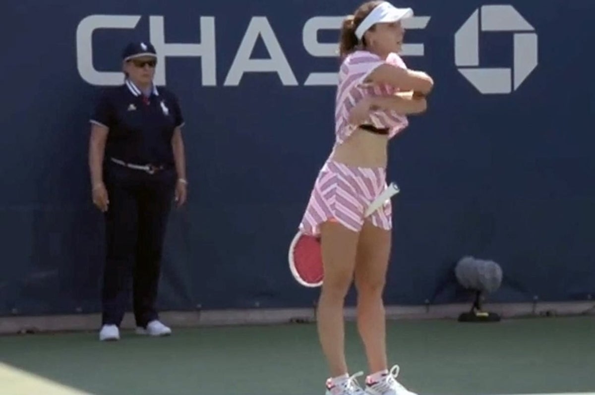 A Woman Tennis Player Was Penalized For Fixing Her Shirt During A