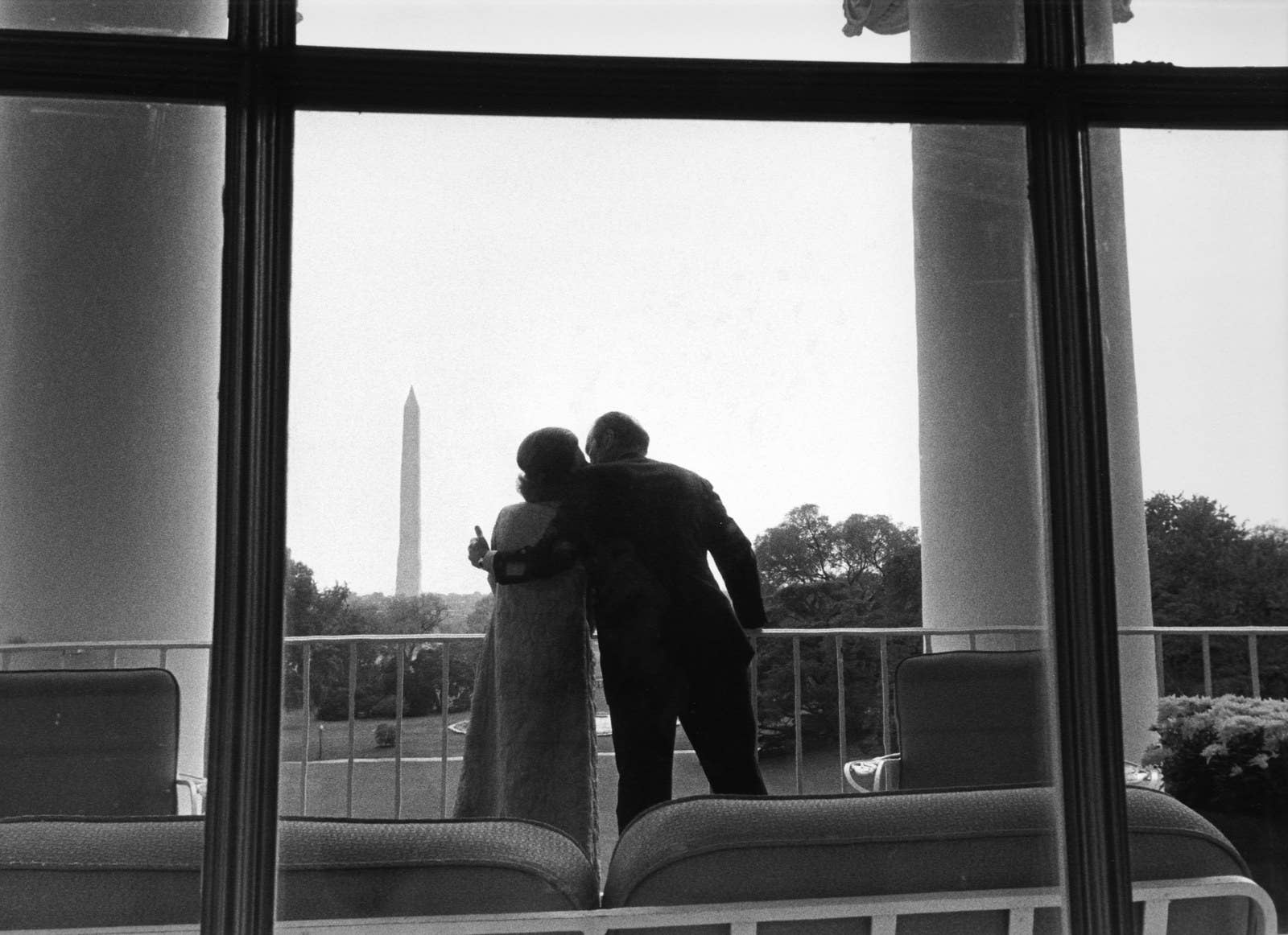 President Gerald R. Ford and first lady Betty Ford enjoy the view from the White House&#x27;s Truman Balcony in October 1974.