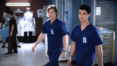 The one on the right is Grey's first openly gay male surgeon, so LET'S 👏 FUCKING 👏 GO 👏, and the one on the left refers to himself as an "Ortho God," so like, sticks and stones may break my bones, but chains and whips excite me!!!!!!
