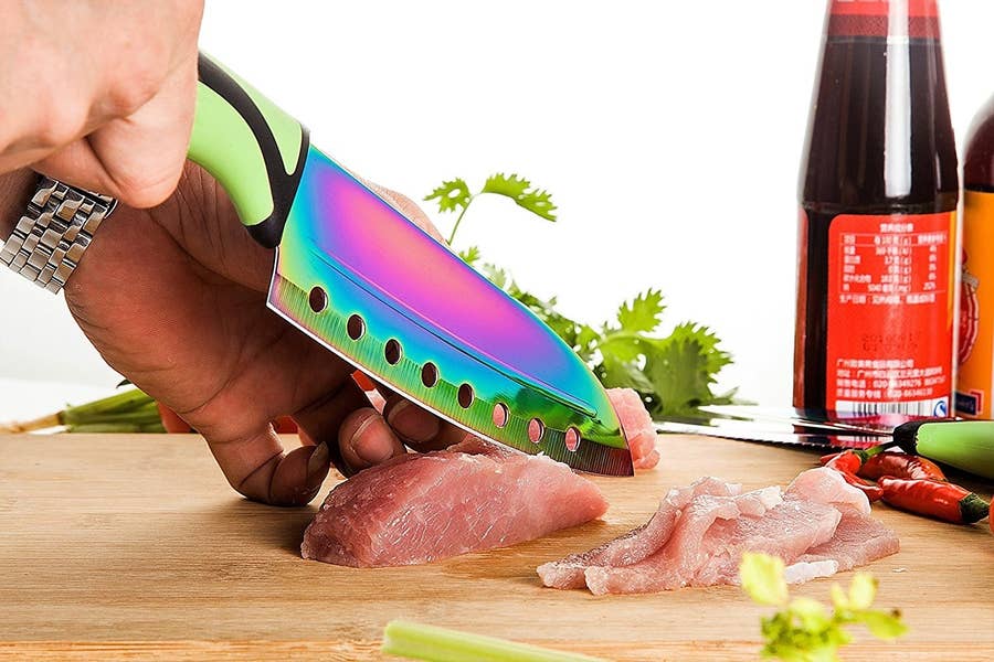 Kitchen Knife Set Titanium Coated 5 Rainbow Blades Starter Set