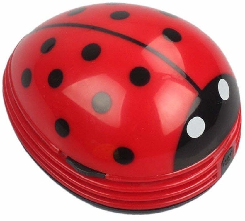 The desk vacuum looks like a ladybug