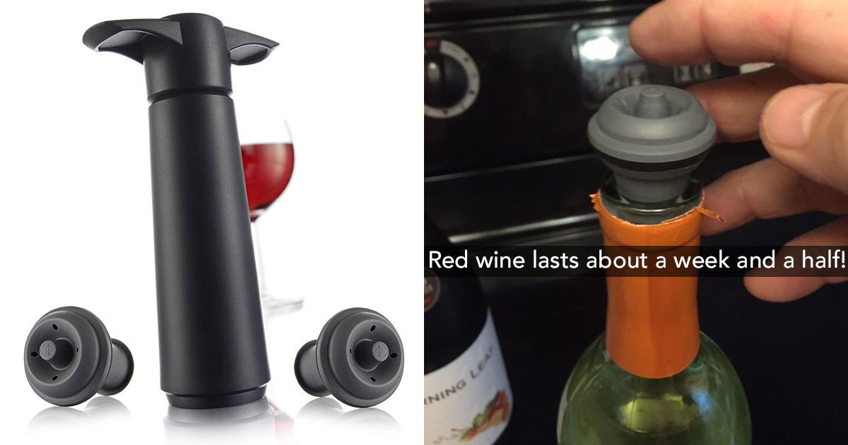 2 Pack Vacuum Sealed Wine Stoppers All-in-one Wine-bottle Sized Hand Vacuum Pumps for Wine Lover,Balck Color 