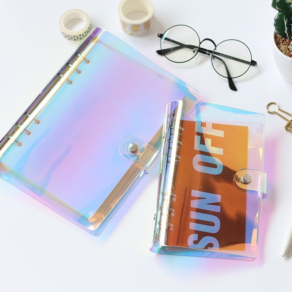 transparent iridescent binder cover