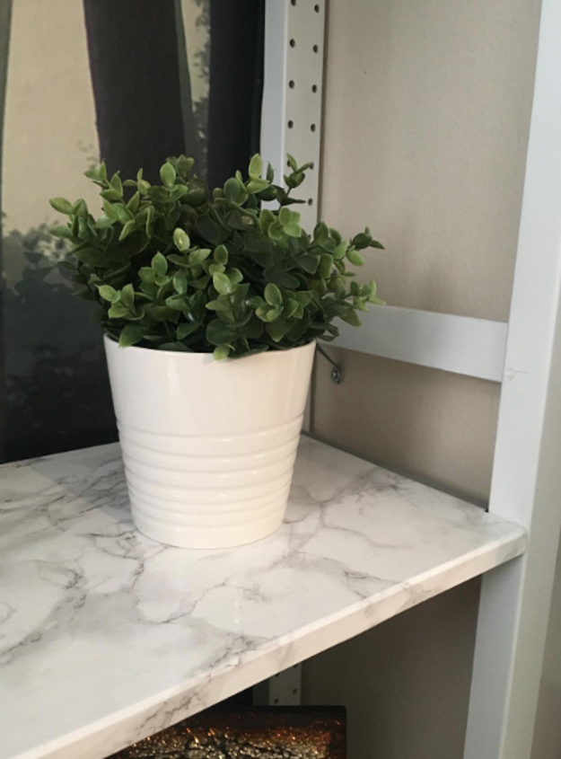 Renter DIY: Adding Marble Contact Paper to Open Shelves - Chris