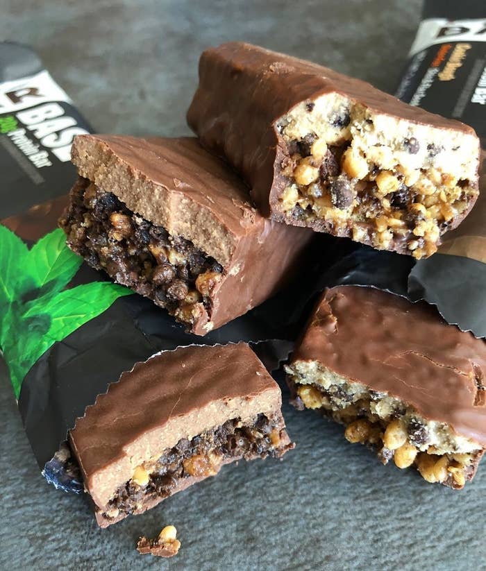 These bars pack 20 grams of plant-based protein power, alongside four grams of fiber and chia/flax seeds for a dose of Omega-3s.Promising review: "I love these! The size of each bar is just enough that I'm full when I eat one for breakfast or lunch, and they're satisfying in terms of taste, too! I don't feel like I'm missing out on a meal when I eat these, and I also love that the ingredients are simple to understand (like ground peanuts, agave syrup, flaxseed, and chia seed). I can't wait to try some of the other flavors!" —Valerie HubisGet it from Amazon for $24.99+ (available in seven flavors).
