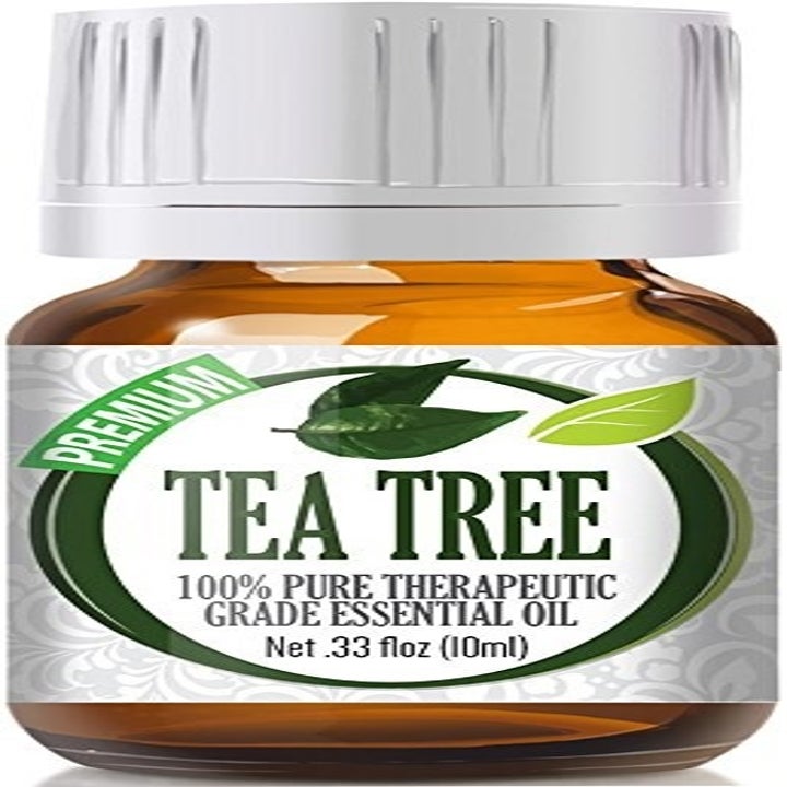 the bottle of tea tree oil
