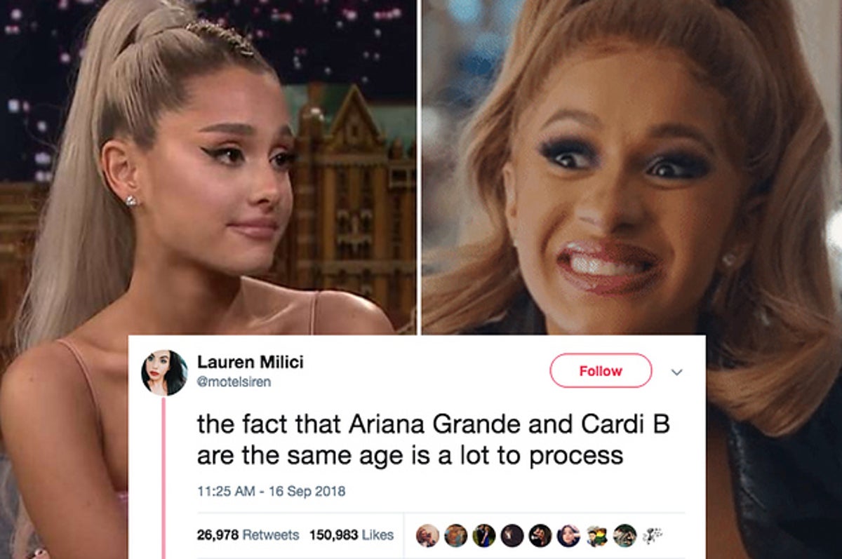 Blue Hair Ariana Grande Look Alike Porn - I Had Literally No Idea Ariana Grande And Cardi B Are The Same Age And I'm  Quite Literally Flabbergasted