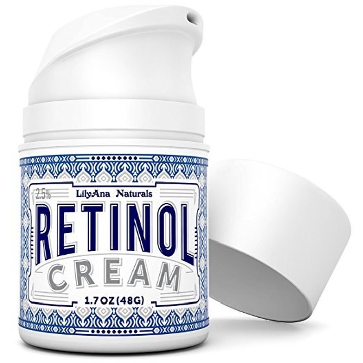 The bottle of retinol cream