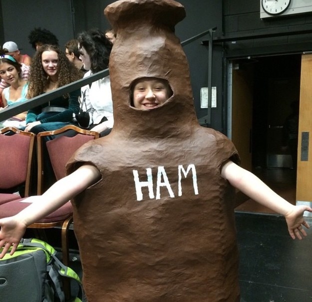 Someone dressed as a giant ham