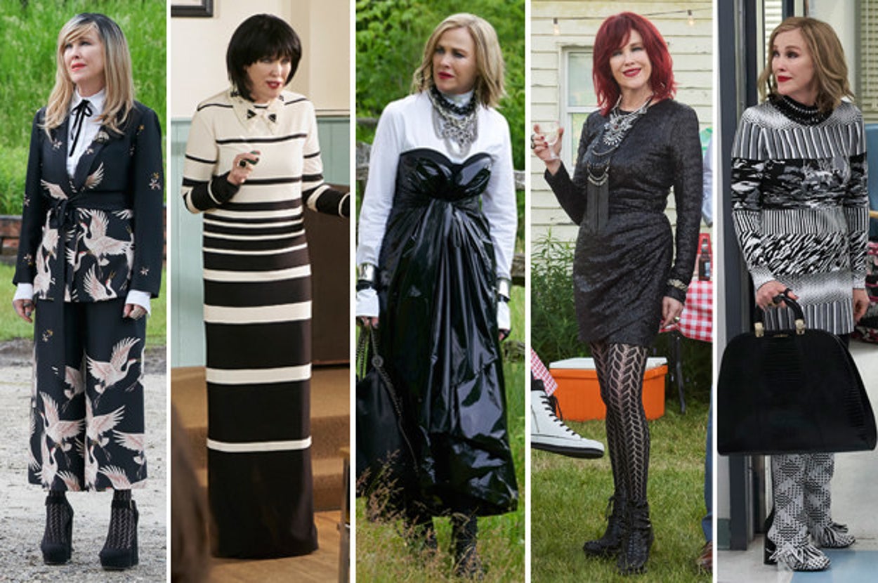 Catherine O'Hara as Moira Rose in Schitt's Creek wearing dramatic outfit and wig