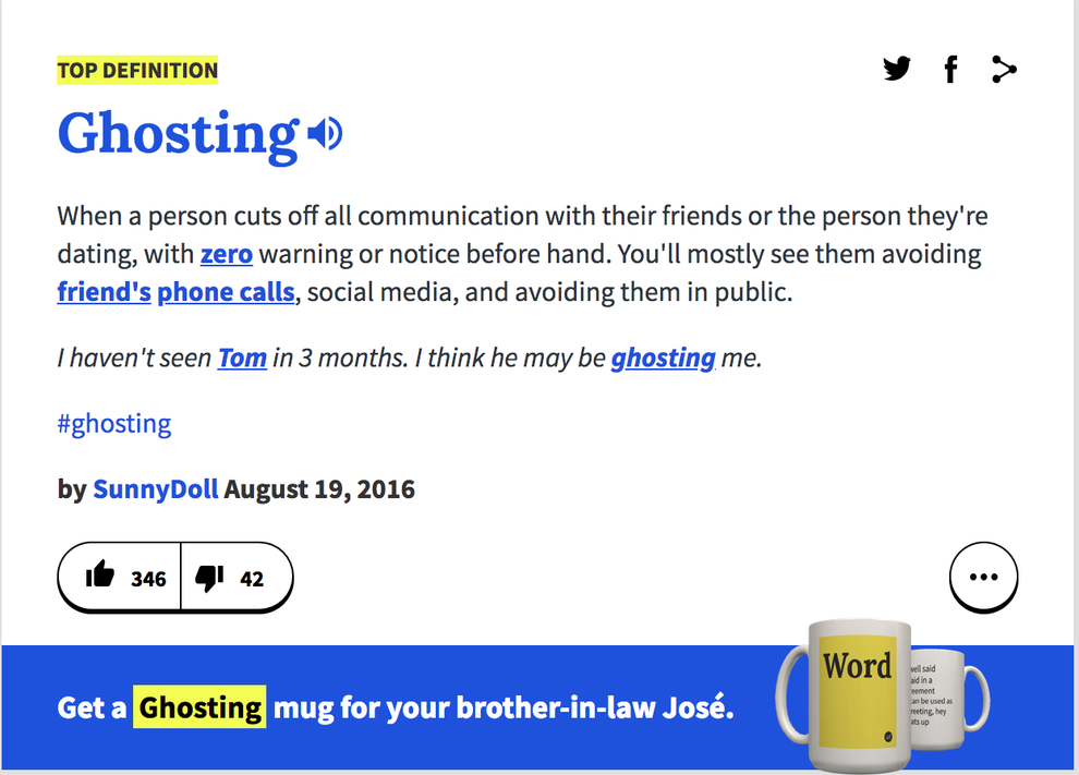 What Does Ghosting Someone Mean Urban Dictionary