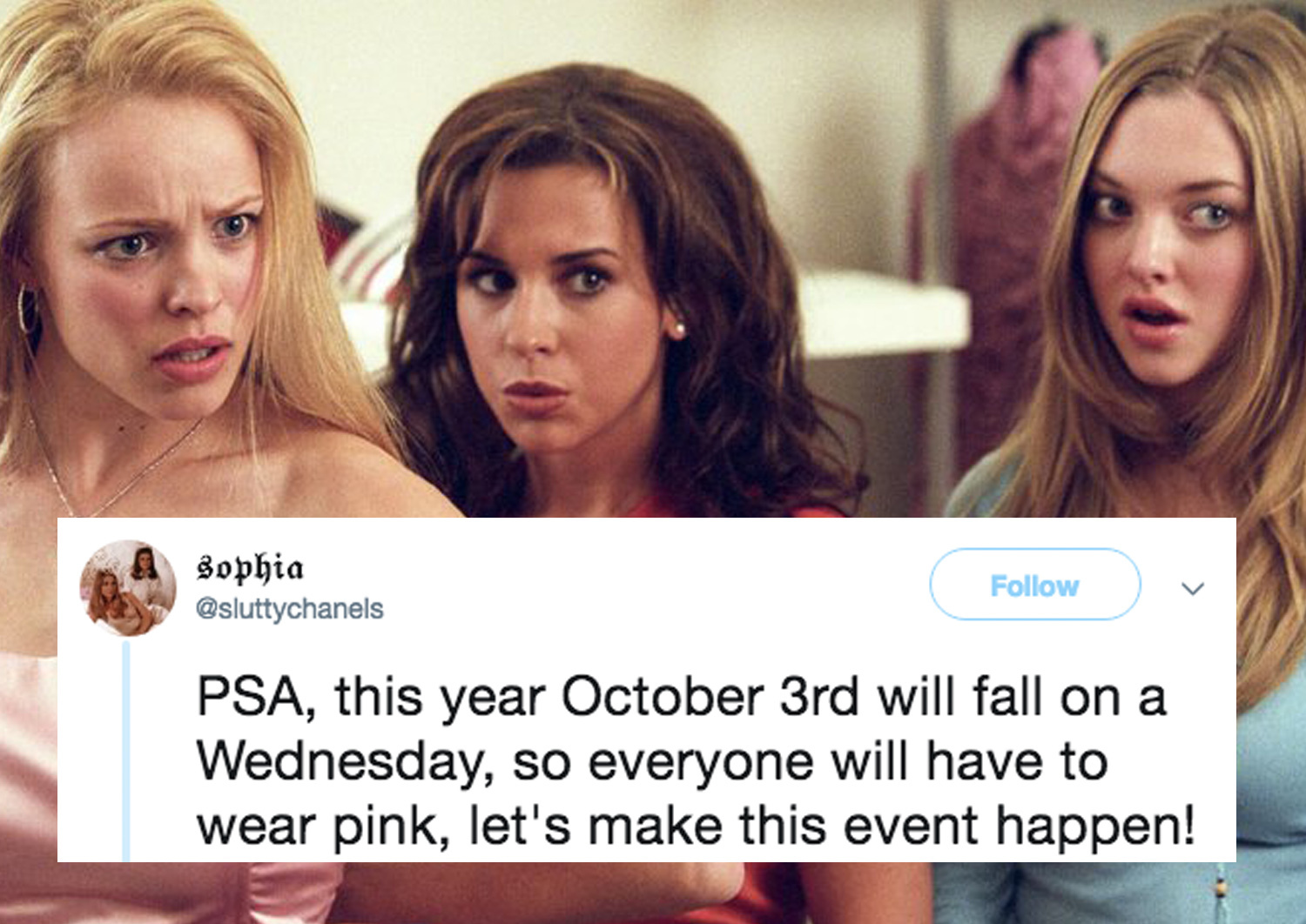 Like I was going to wear any other colour but pink on October 3rd