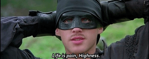 The script required an actor to "tap" Elwes on the head with his sword, but the sword was SO HEAVY, the force of the tap knocked him out for real. “That was the last thing I remember from that day’s shoot,” Elwes said. “I woke up in the emergency room, still in costume, to the sound of stitches being sewn into my head. From the same doctor, no less, who had treated me only a few weeks earlier for my broken toe. I remember him saying to me after I came to, ‘Well, Zorro! You seem to be a little accident prone, don’t you?'”
