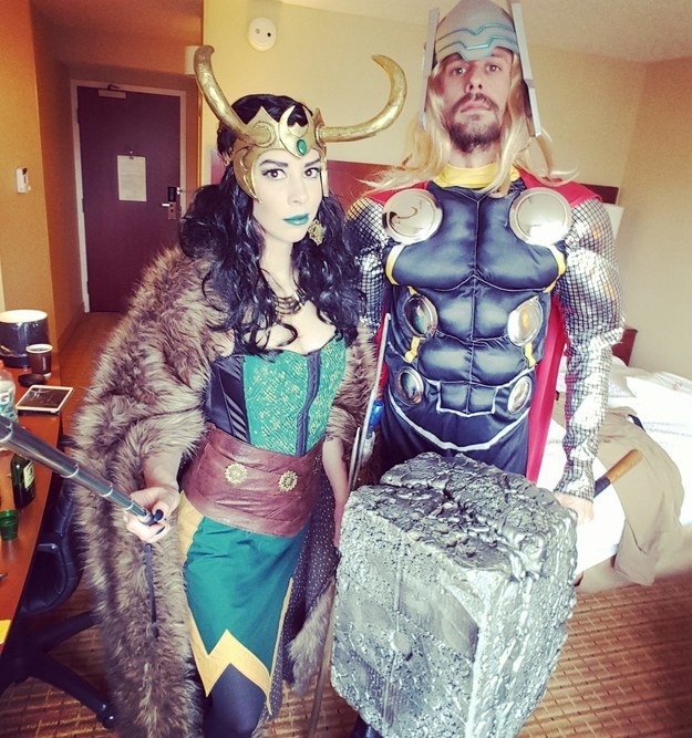 Two DIY Thor and Lady Loki costumes
