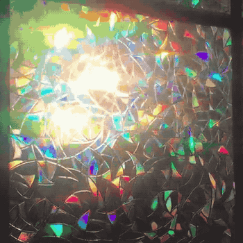 Gif of light shining through the film causing rainbow patterns