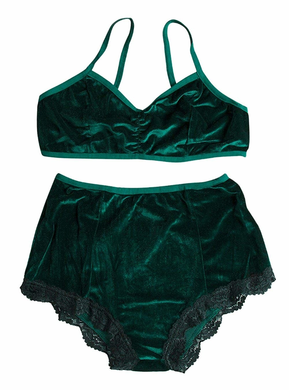Promising review: "This a really beautiful set. It is very soft and has a vintage-sexy feel. The panties have good coverage and hit just below the navel. This is a good choice for an affordable velvet set." —E.G.W. Get it from Amazon for $8.99+ (available in sizes 4–10 and two colors).