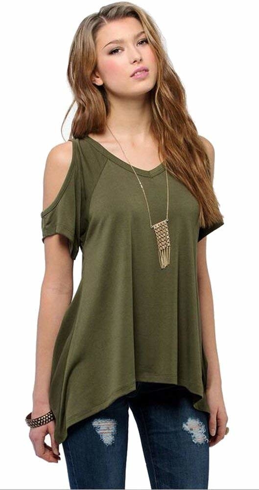 cold shoulder t shirt tops