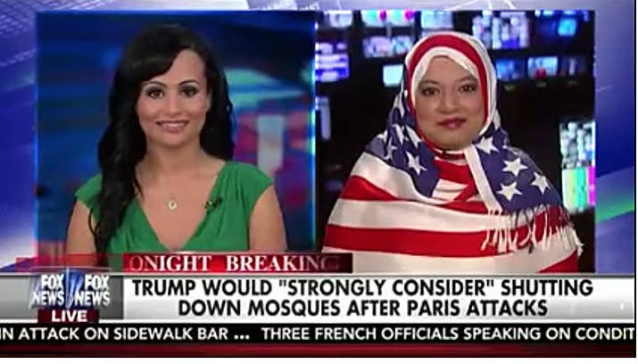 Saba Ahmed appears on Fox News with a star-spangled headscarf.